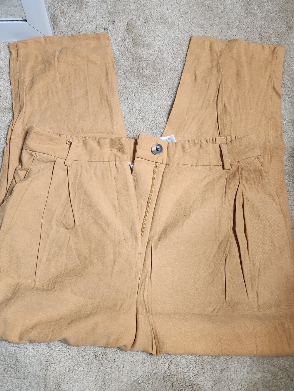 Women's Casual Pleated Tan/Orange Pants